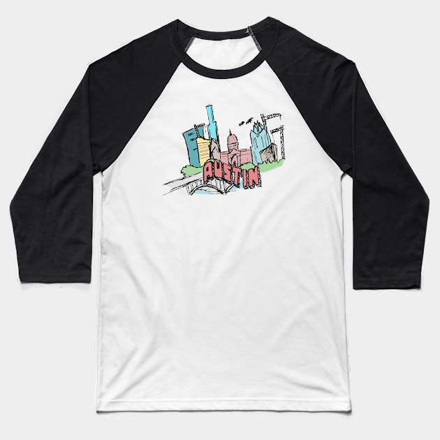 Austin Skyline Baseball T-Shirt by wesgentry